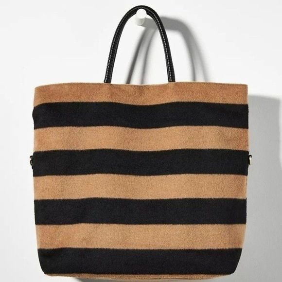 Anthropologie Striped Fuzzy Tote Bag - Picture 4 of 8